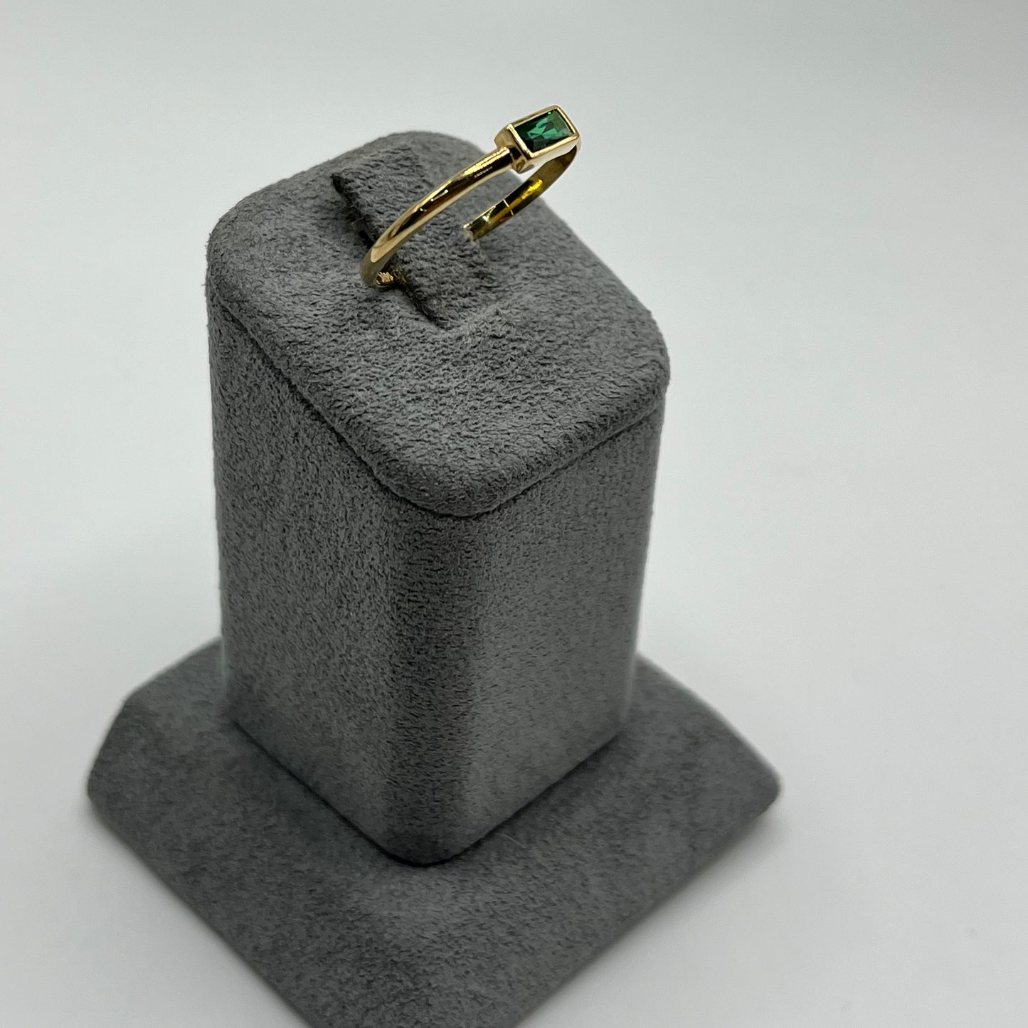14K Gold CZ Rectangle Birthstone Rings