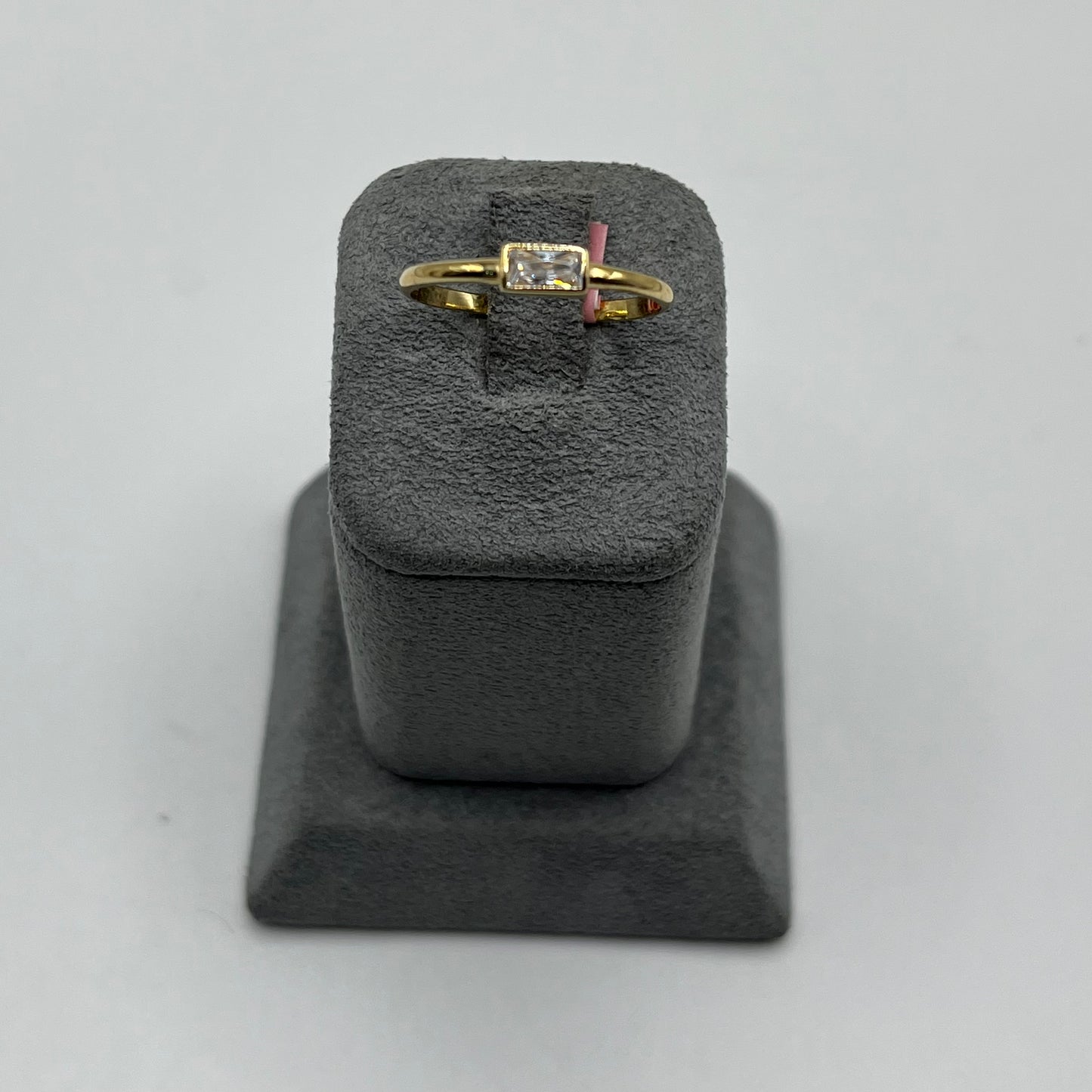 14K Gold CZ Rectangle Birthstone Rings