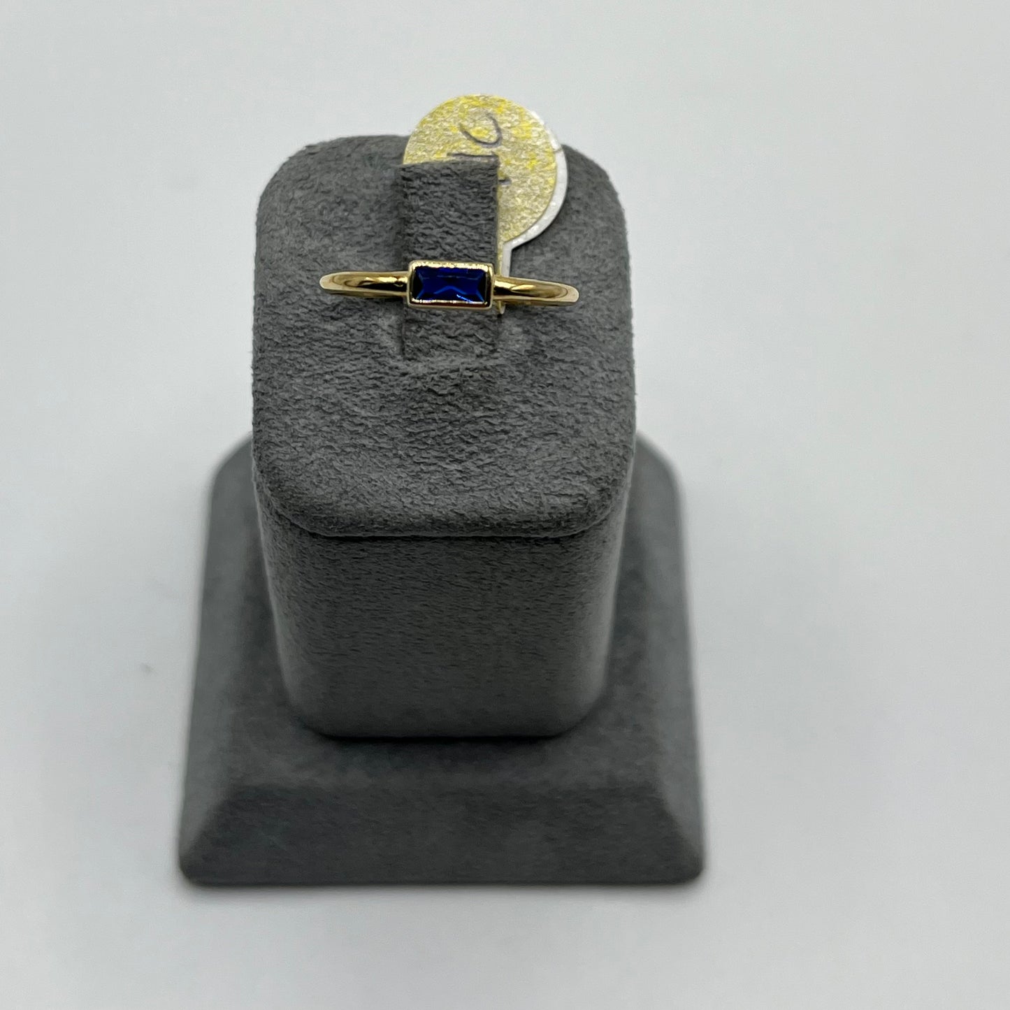 14K Gold CZ Rectangle Birthstone Rings