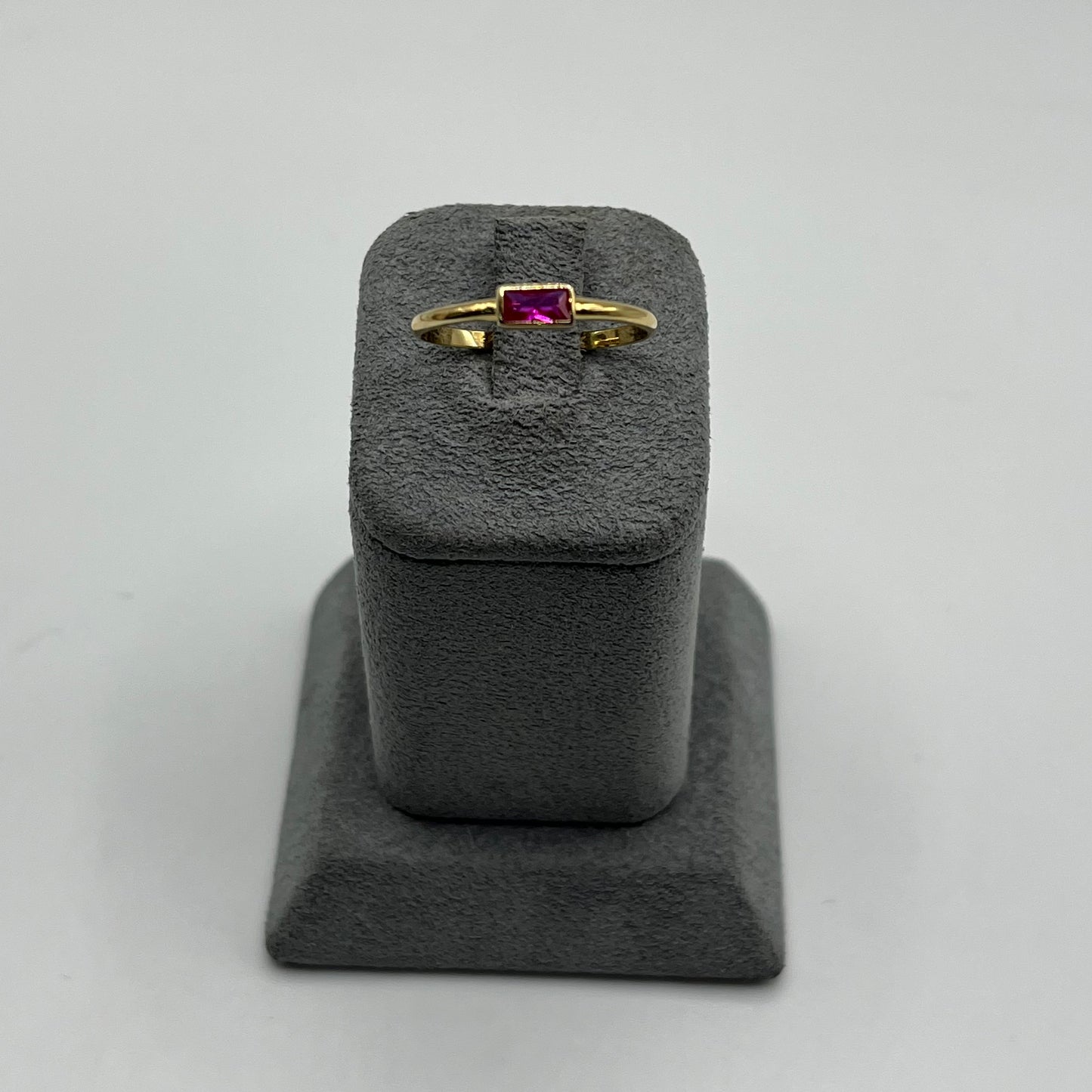 14K Gold CZ Rectangle Birthstone Rings