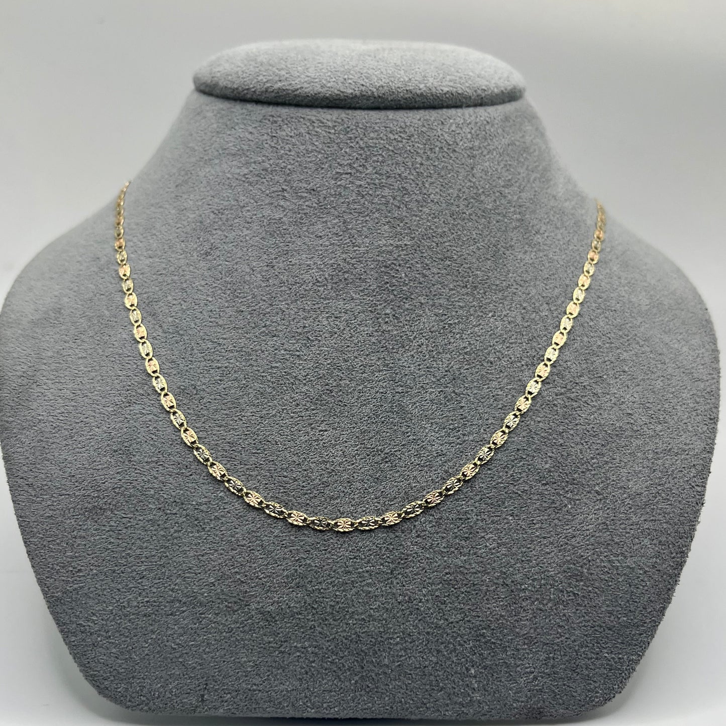 14k Gold Solid Tri- Color Valentino Chain (2mm)