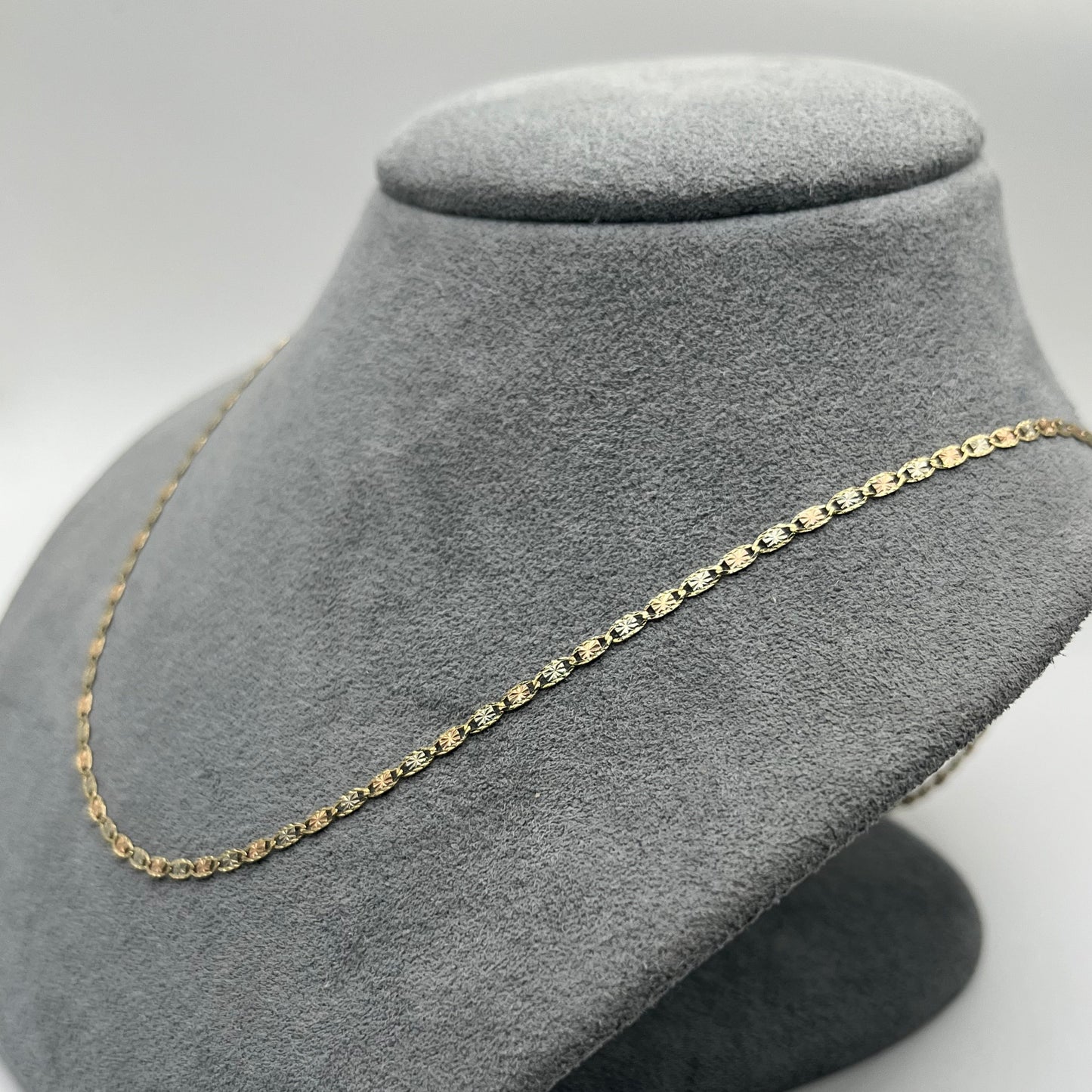 14k Gold Solid Tri- Color Valentino Chain (2mm)