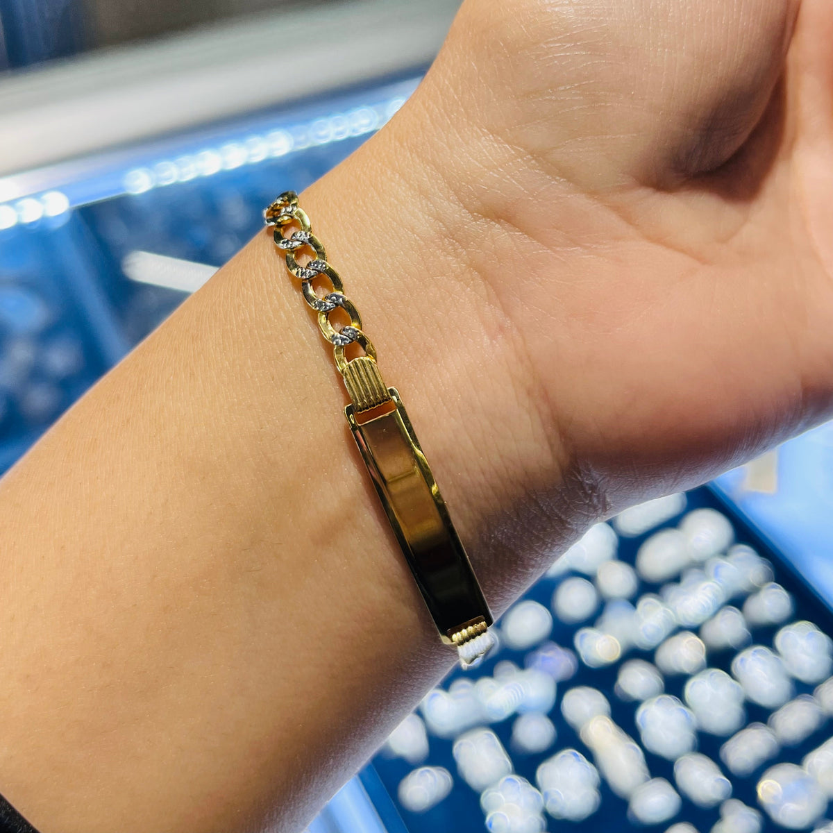 10K Gold Pave Cuban ID Bracelet | Width: 3.5mm
