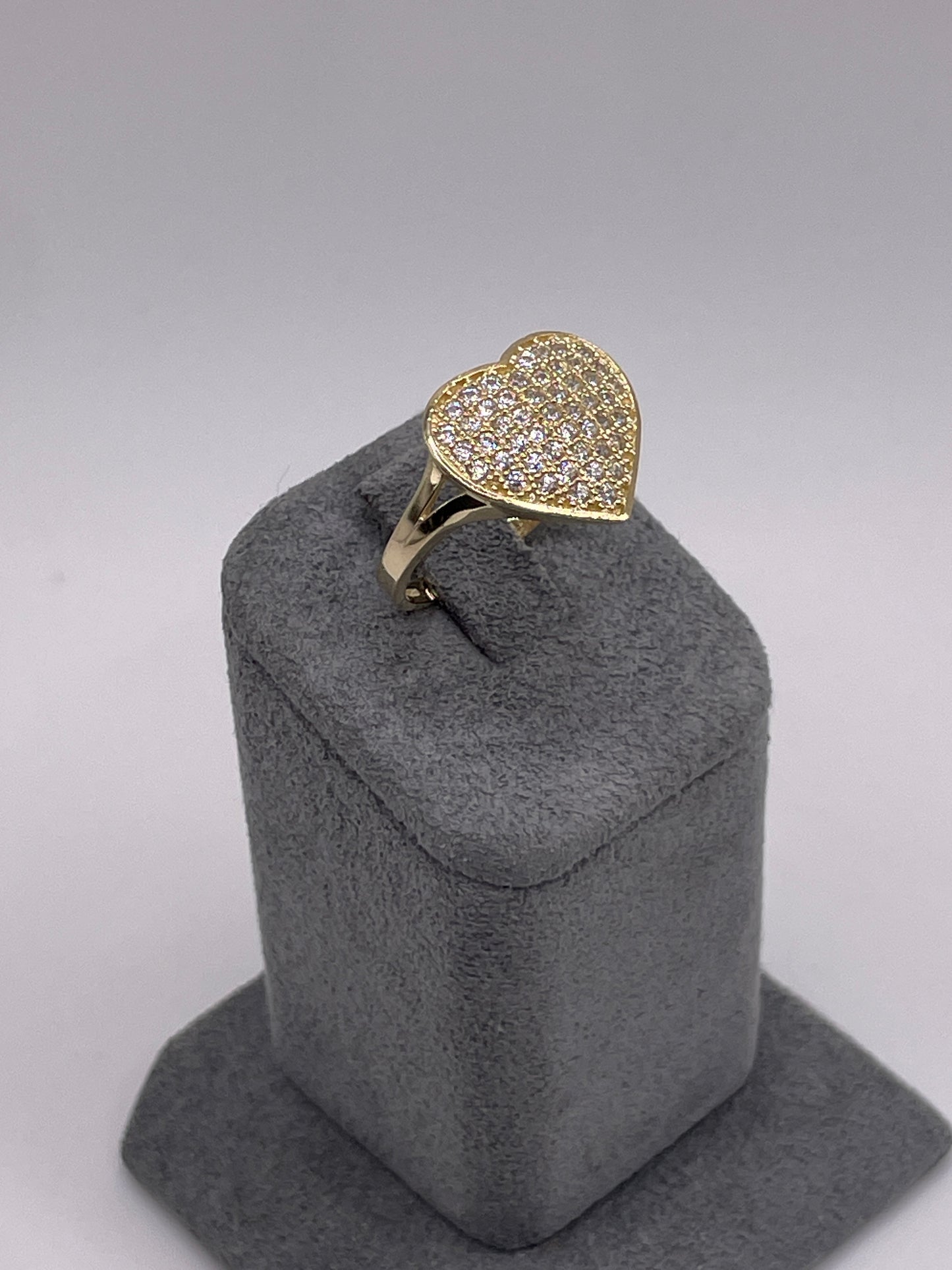 10K Gold Domed CZ Heart Ring (medium)