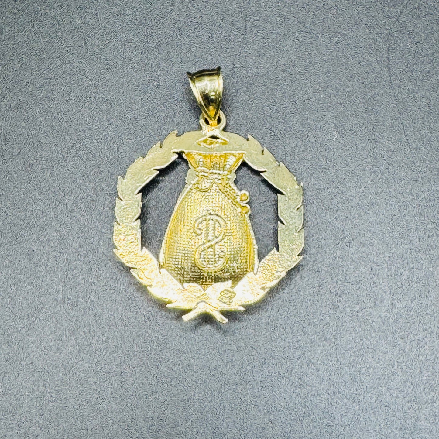 10K Gold Moneybag Wreath Charm