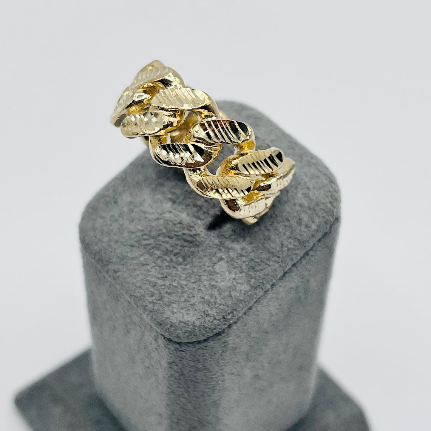 10K Gold Solid Diamond Cut 11mm Miami Cuban Ring