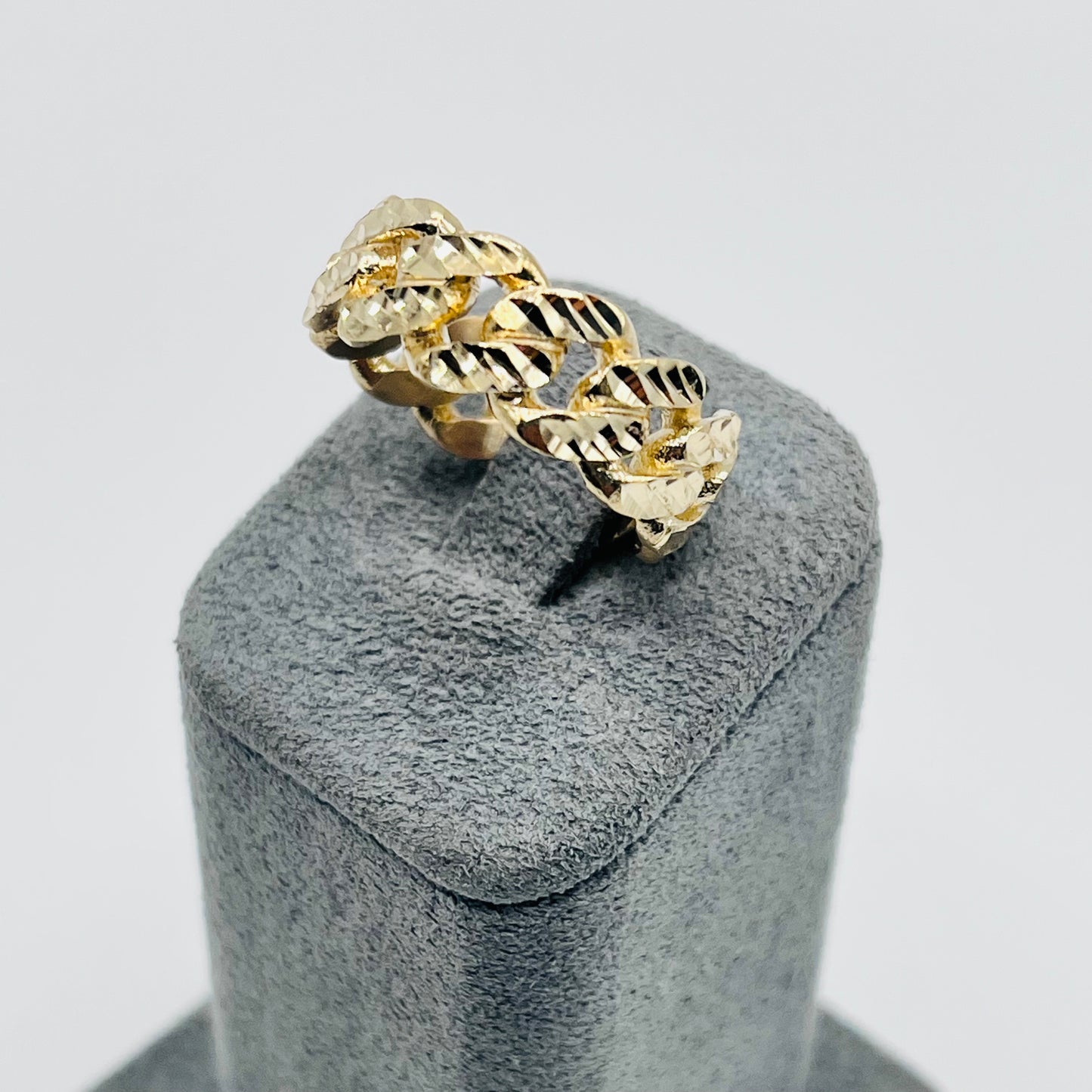 10K Gold Solid Diamond Cut 7.5 mm Miami Cuban Ring