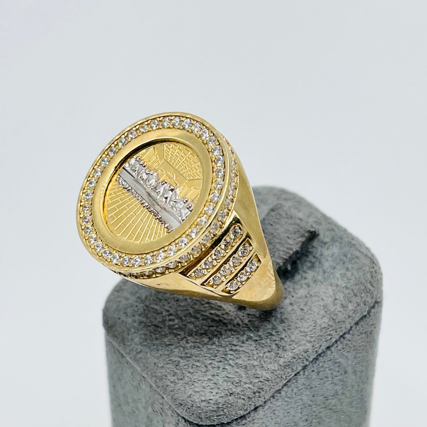 10K Gold Round Last Supper Ring with CZ