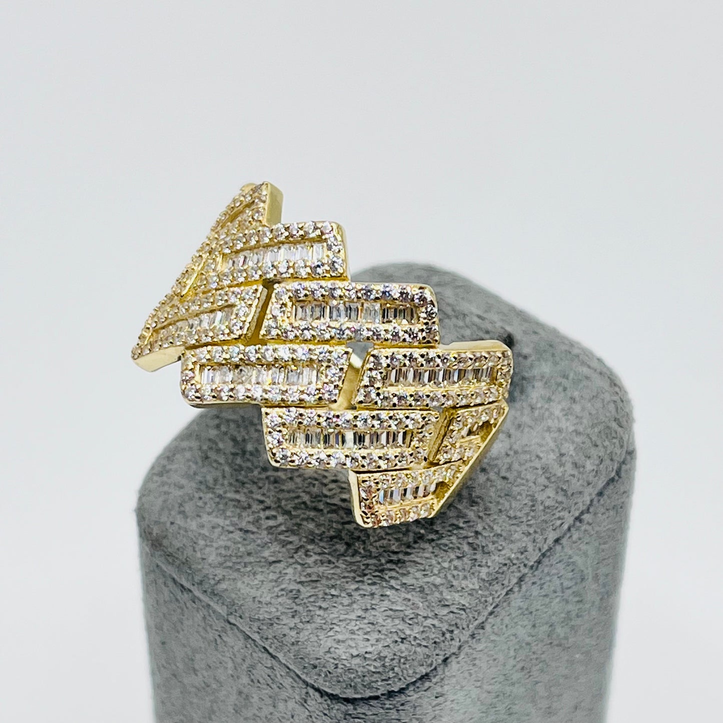 10K Gold Square Miami Cuban Baguette Ring