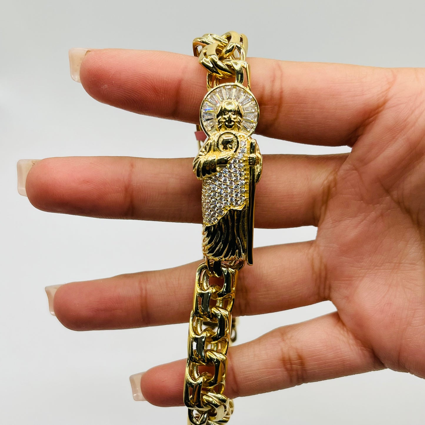 14K Gold 10MM San Judas Chino Bracelet