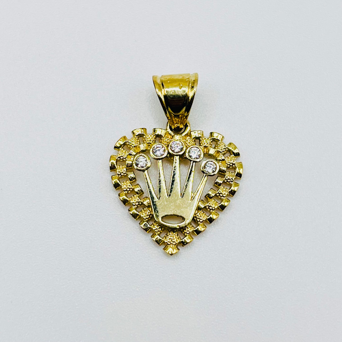 10K Gold RX Heart Charm with Crown