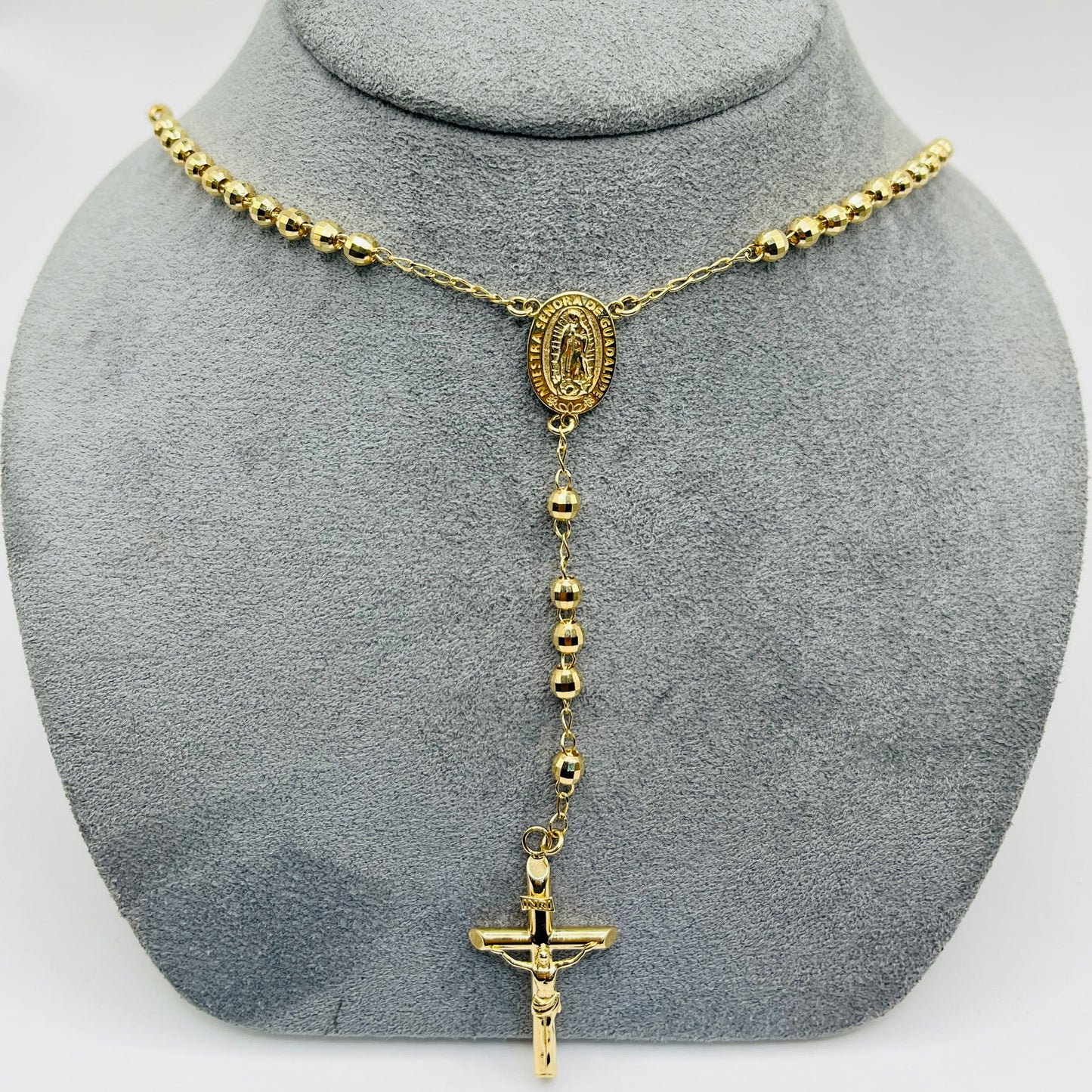 14K Gold Rosary Beaded Chain | Width: 4mm