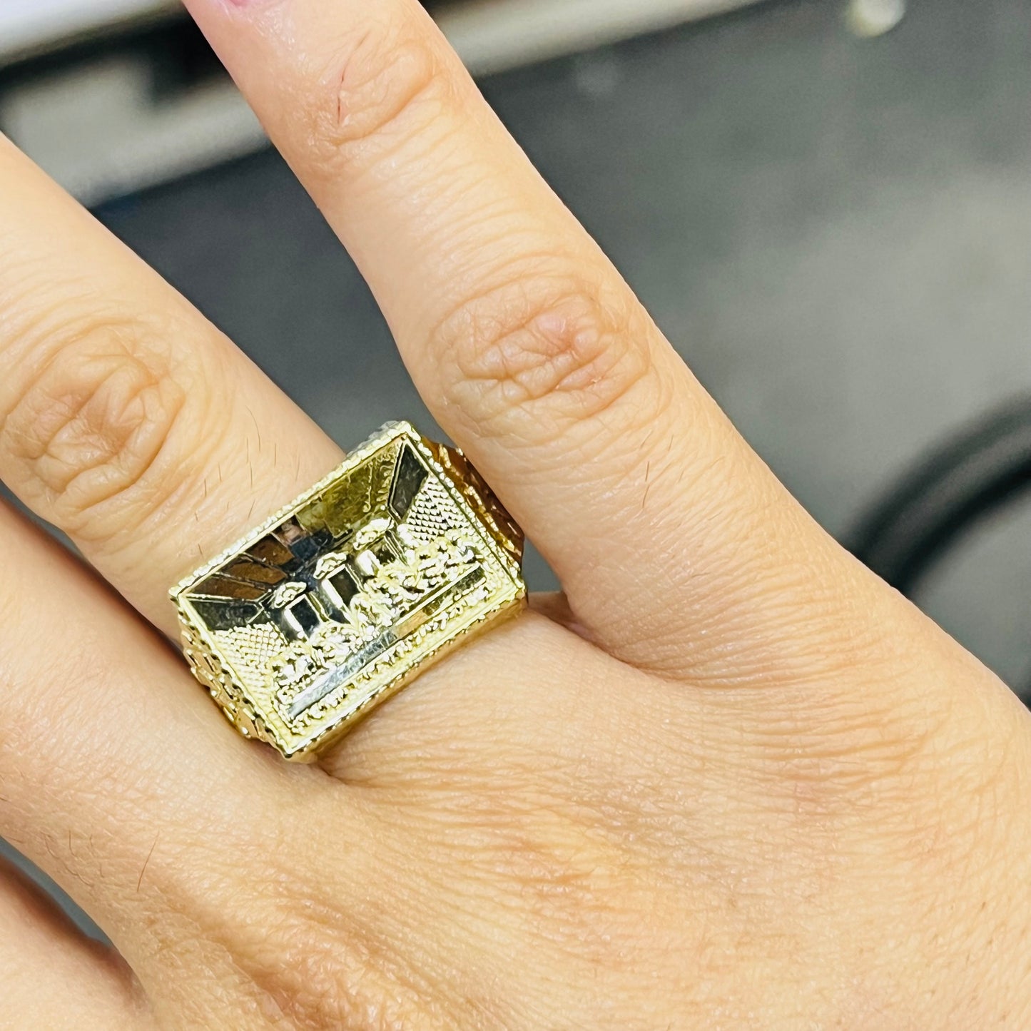 10K Gold Last Supper Nugget Ring (M)