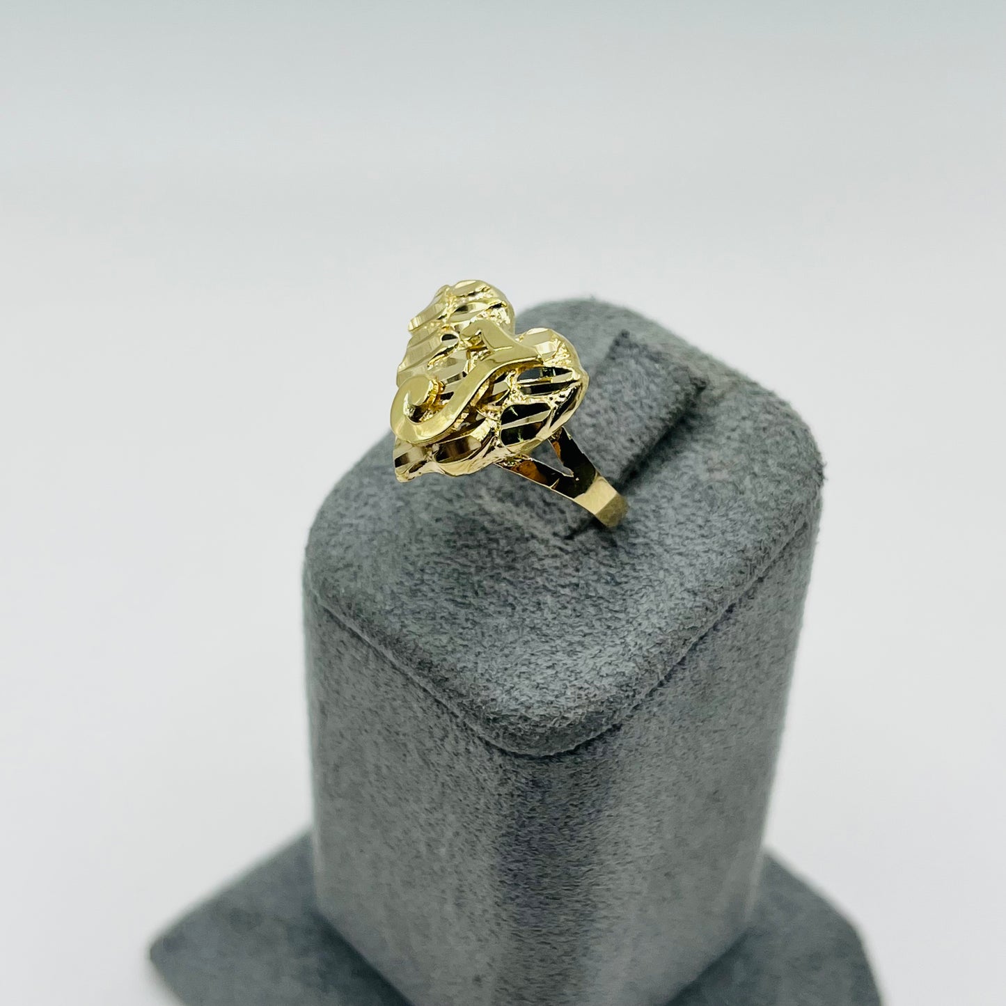 10K Gold Custom Initial Heart Nugget Ring