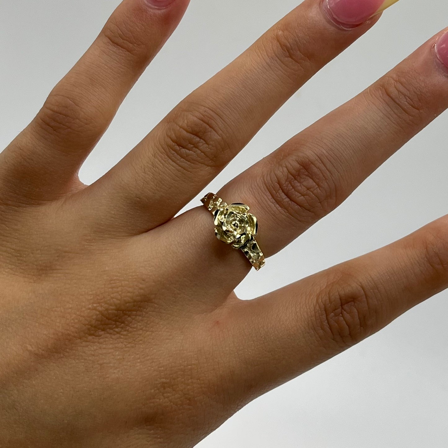 10k Gold Rose Nugget Thin Band Ring