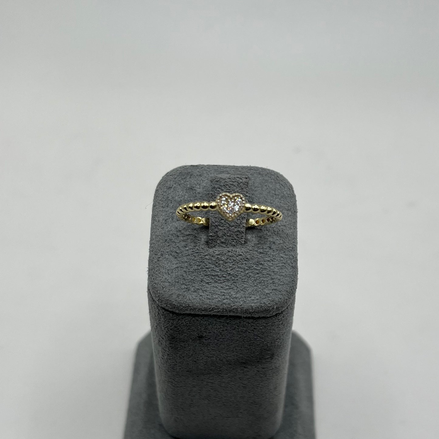10k Gold Cz Heart Beaded Band Ring