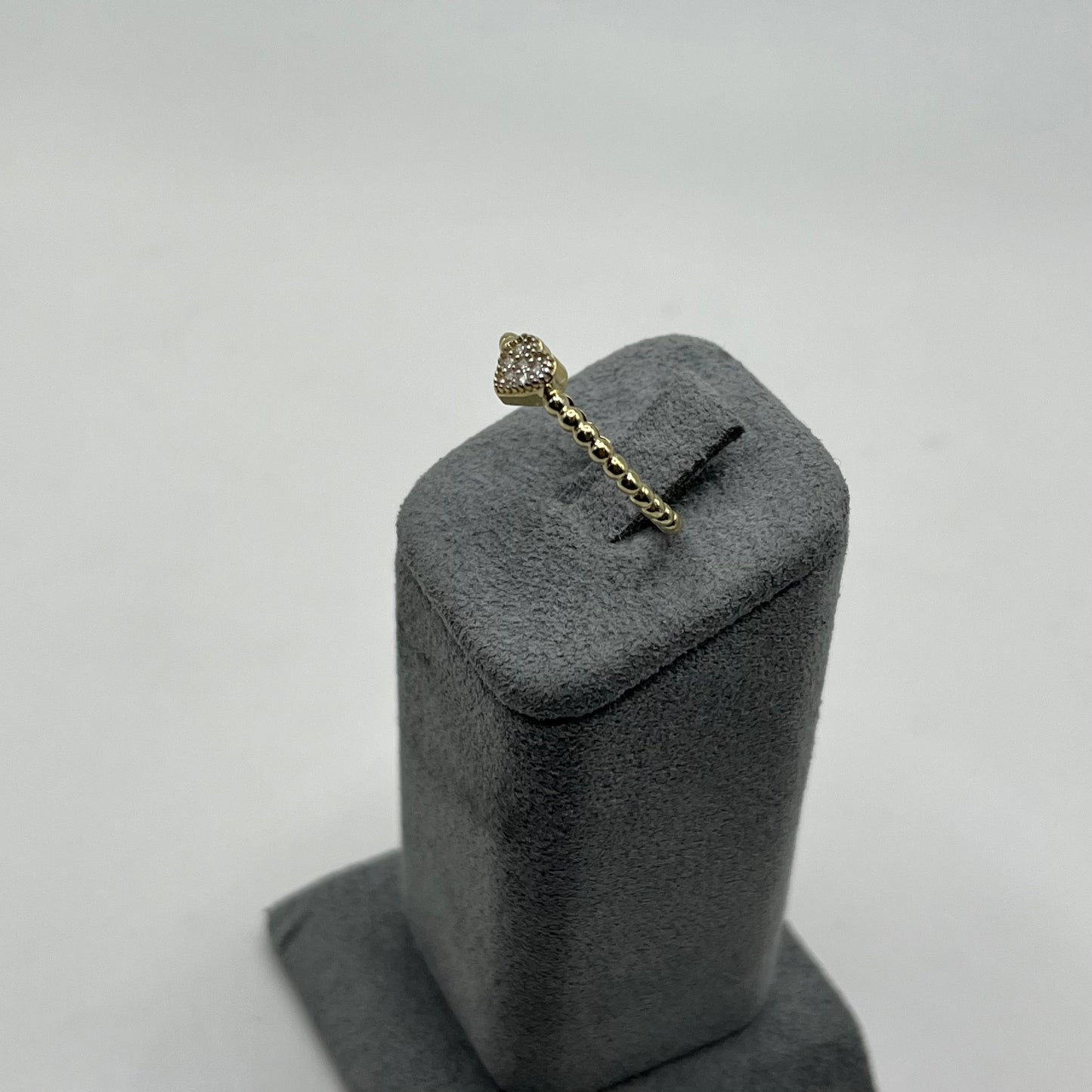 10k Gold Cz Heart Beaded Band Ring