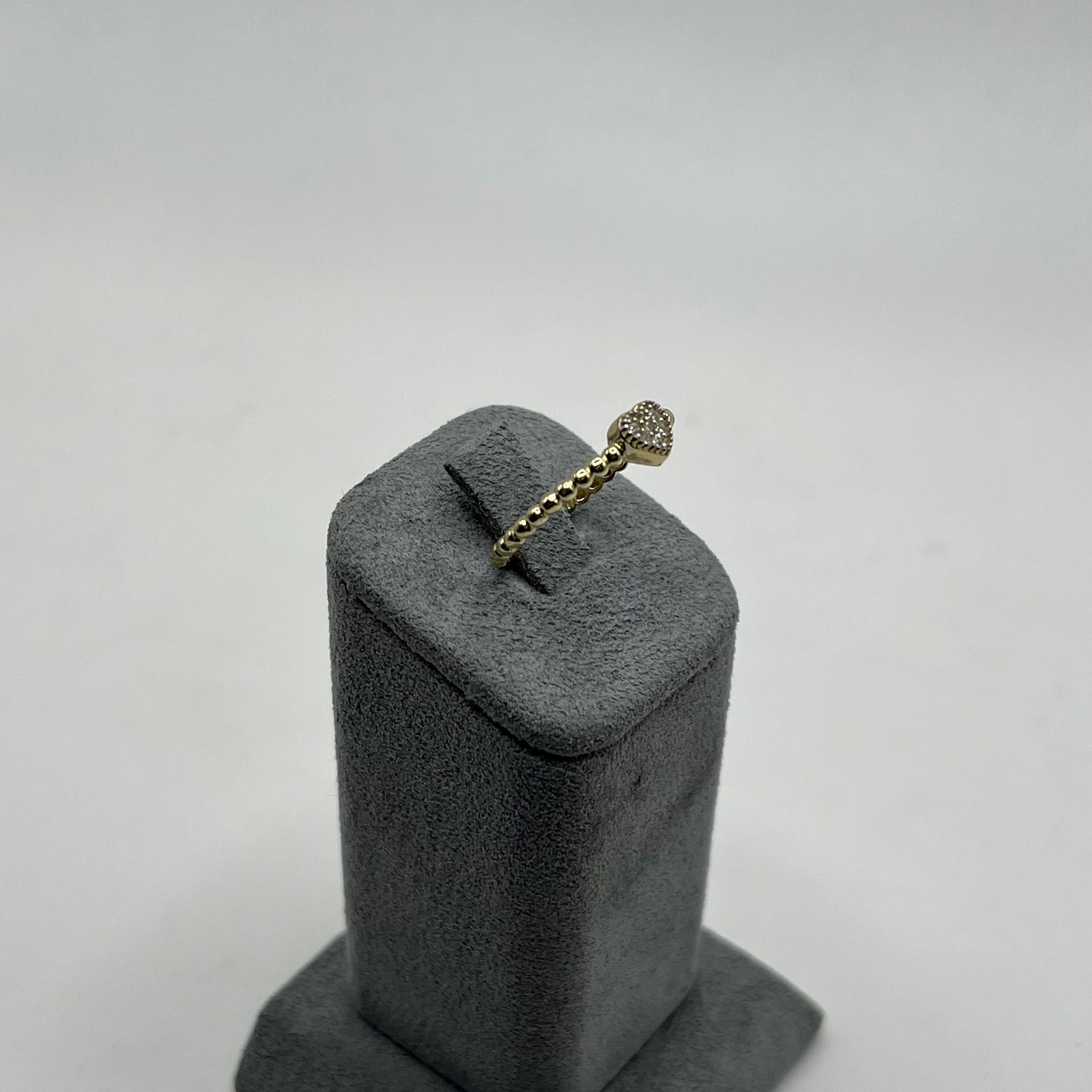 10k Gold Cz Heart Beaded Band Ring