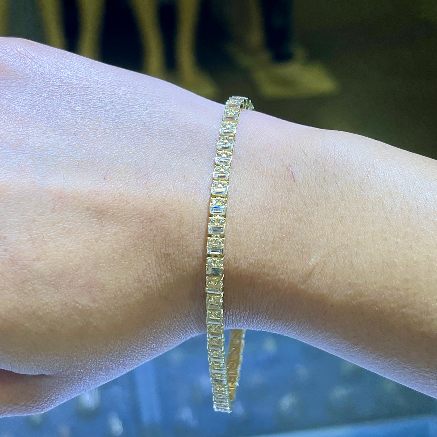 10K Gold Baguette CZ Tennis Bracelet