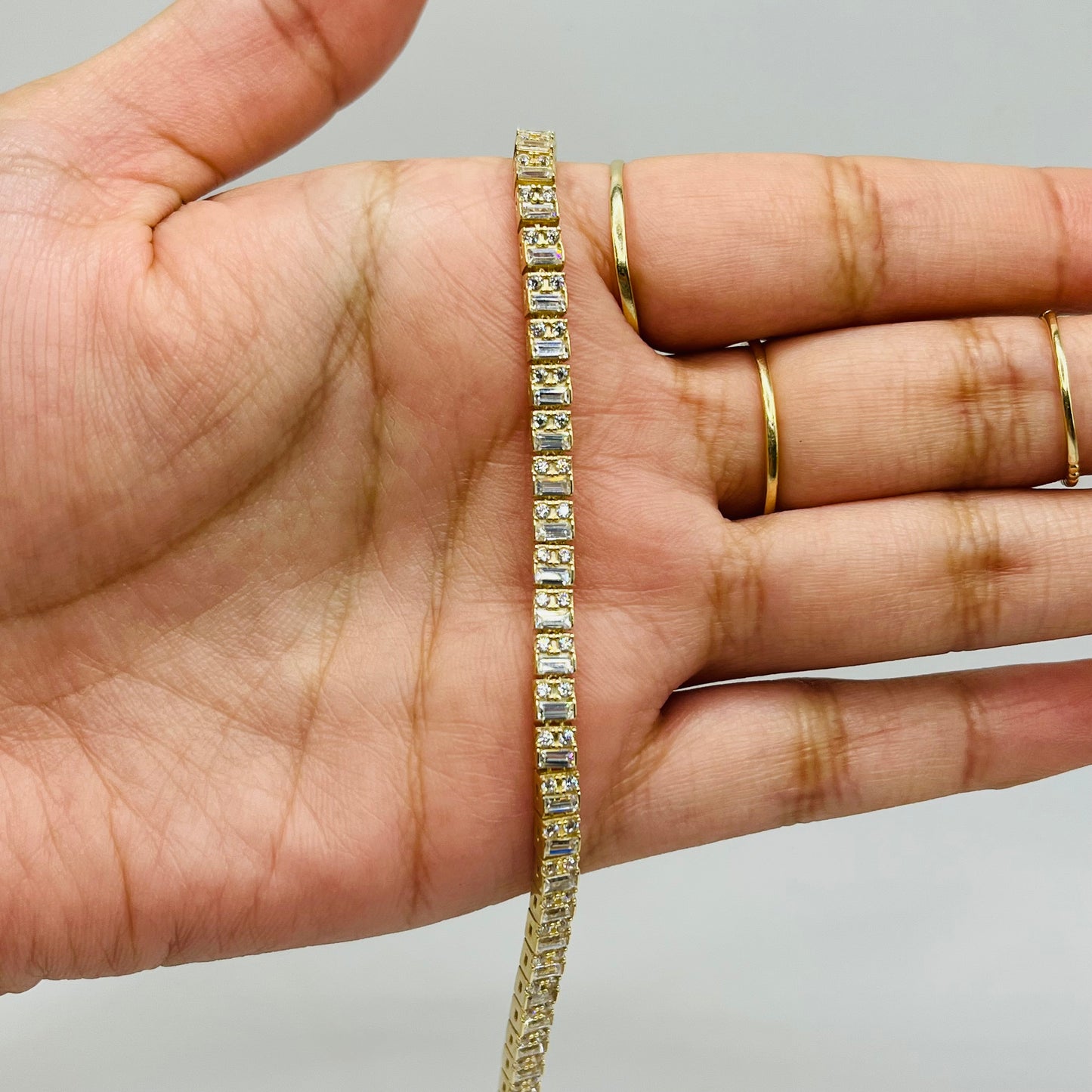 10K Gold Baguette CZ Tennis Bracelet