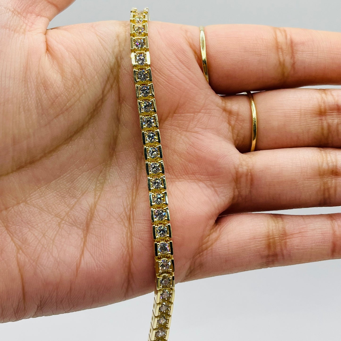 10K Gold Channel set CZ Tennis Bracelet 4.6mm