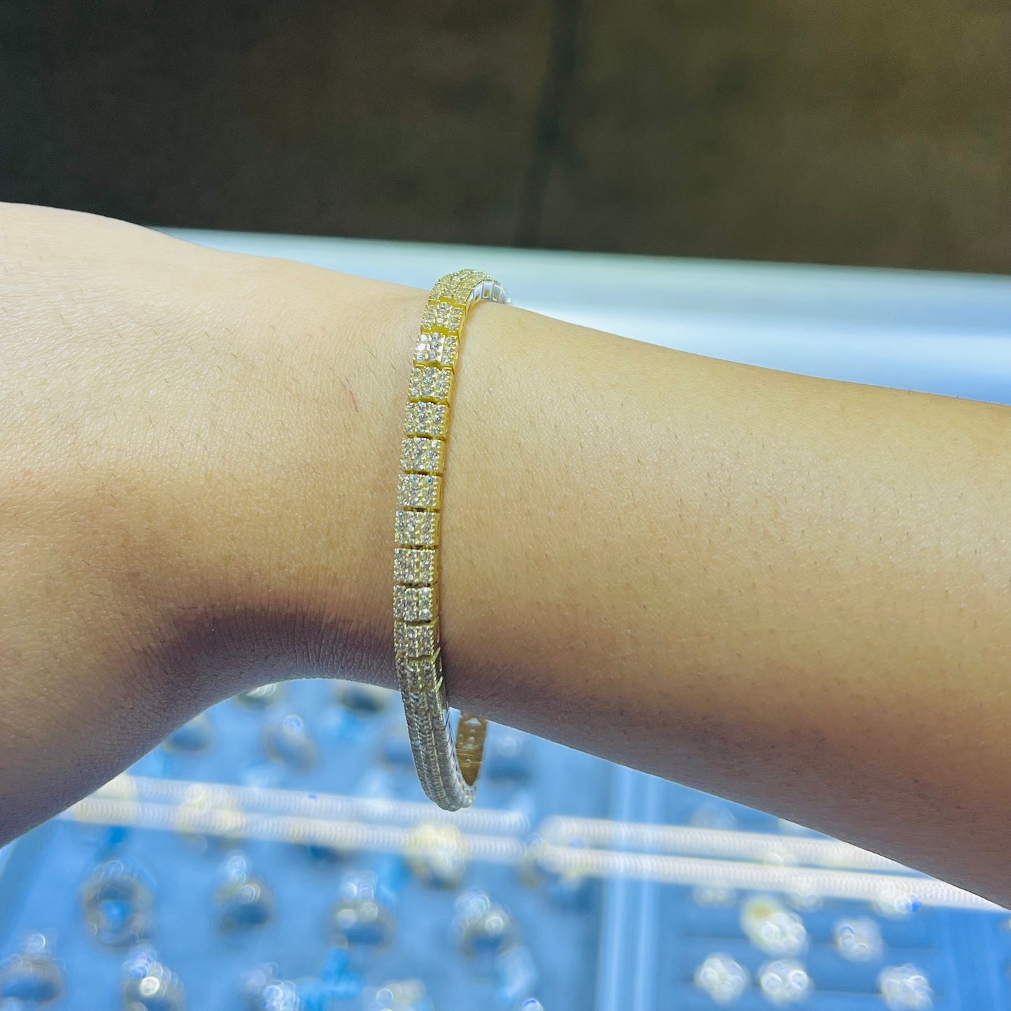 10K Gold Fancy CZ Tennis Bracelet 4.5mm
