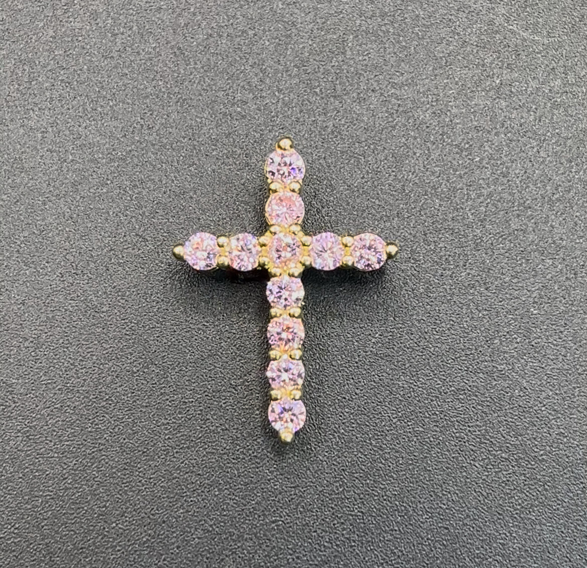 10K Gold Pink Cross Charm