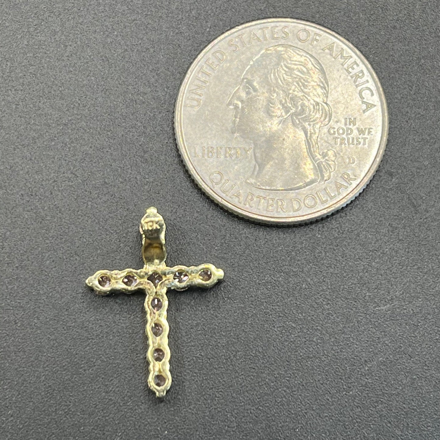 10K Gold Pink Cross Charm