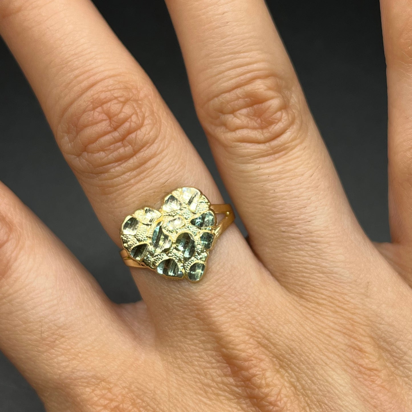 14K Gold Heart Nugget Ring (Large)