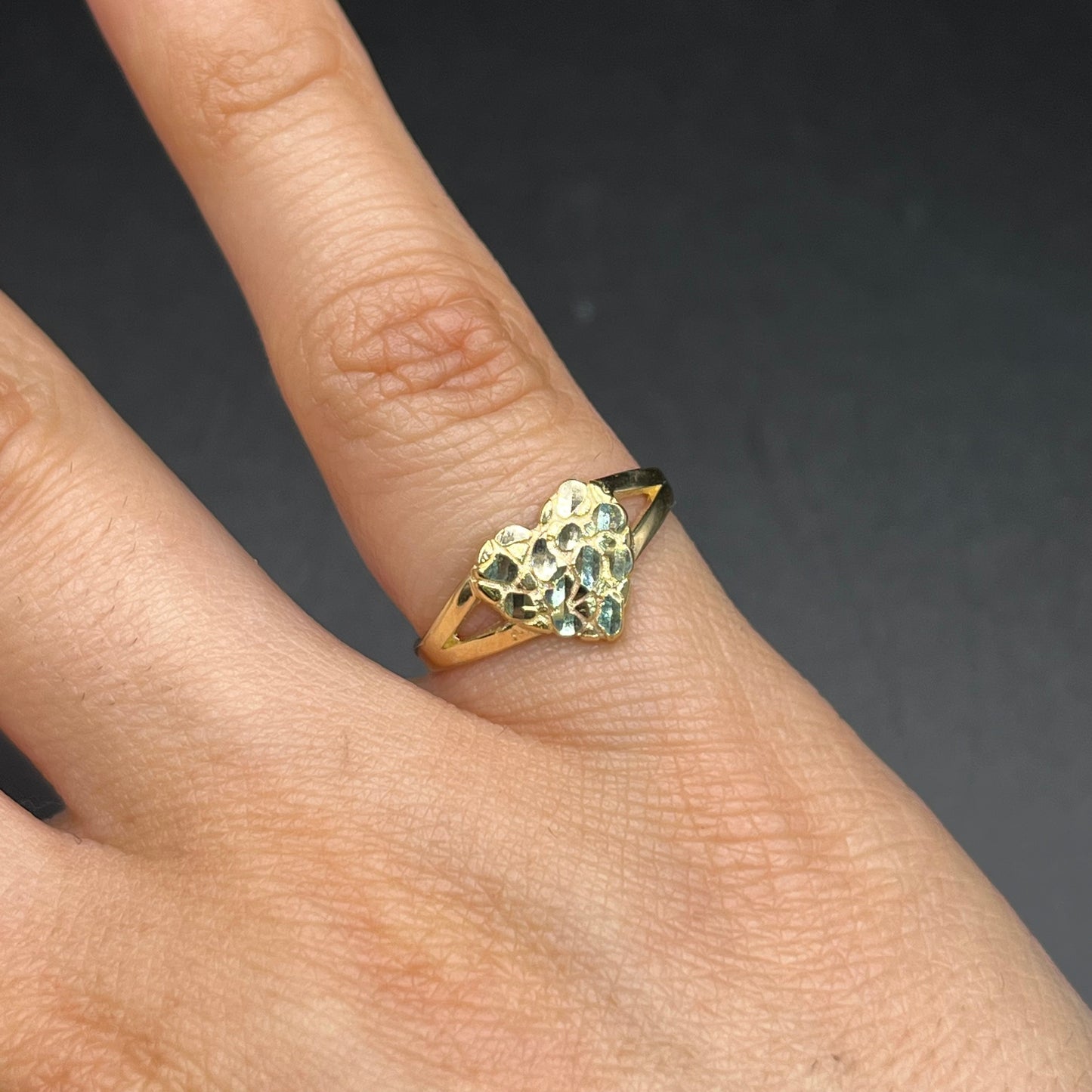14K Gold Heart Nugget Ring (Small - ~10-11mm wide)