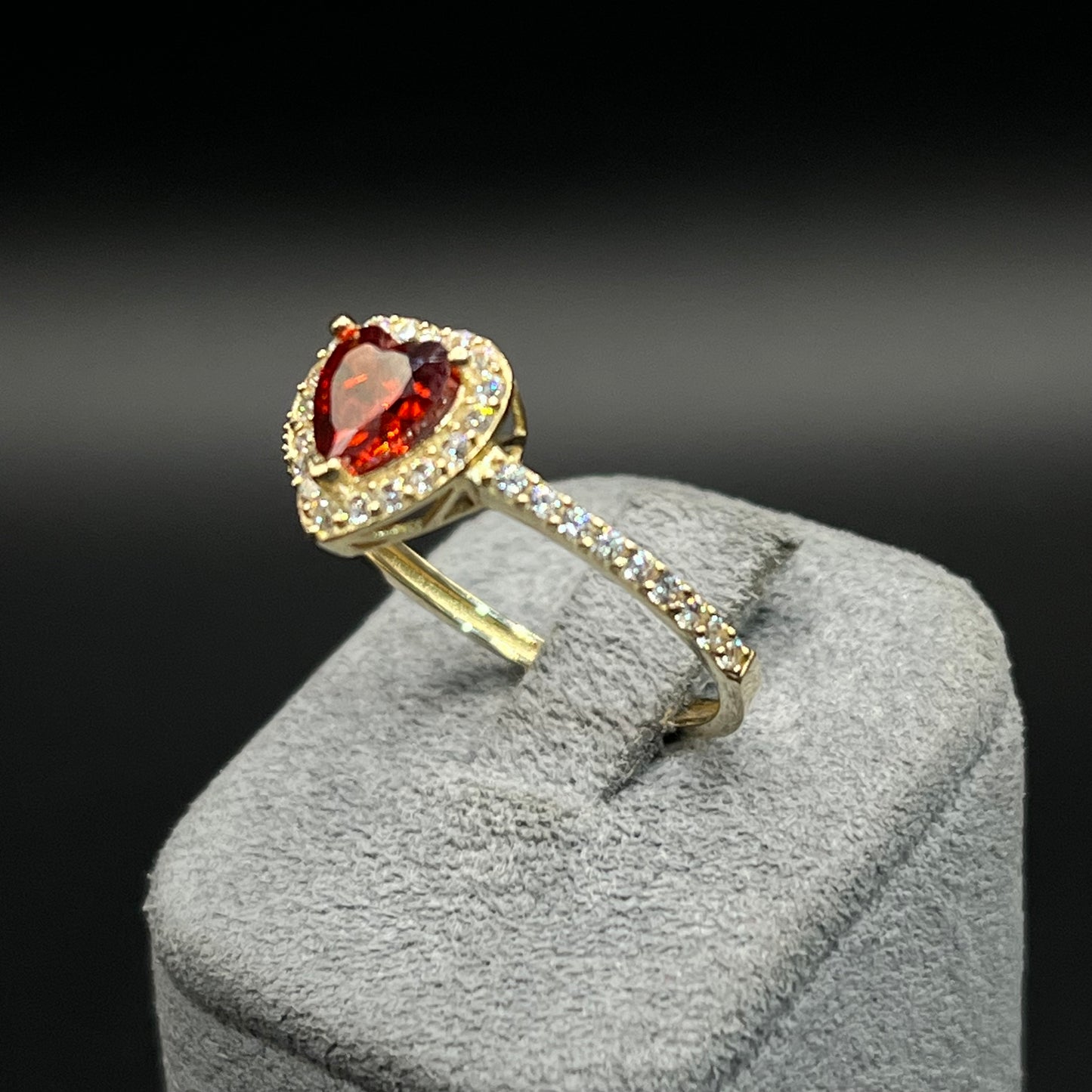 14K Gold CZ Heart Birthstone Rings