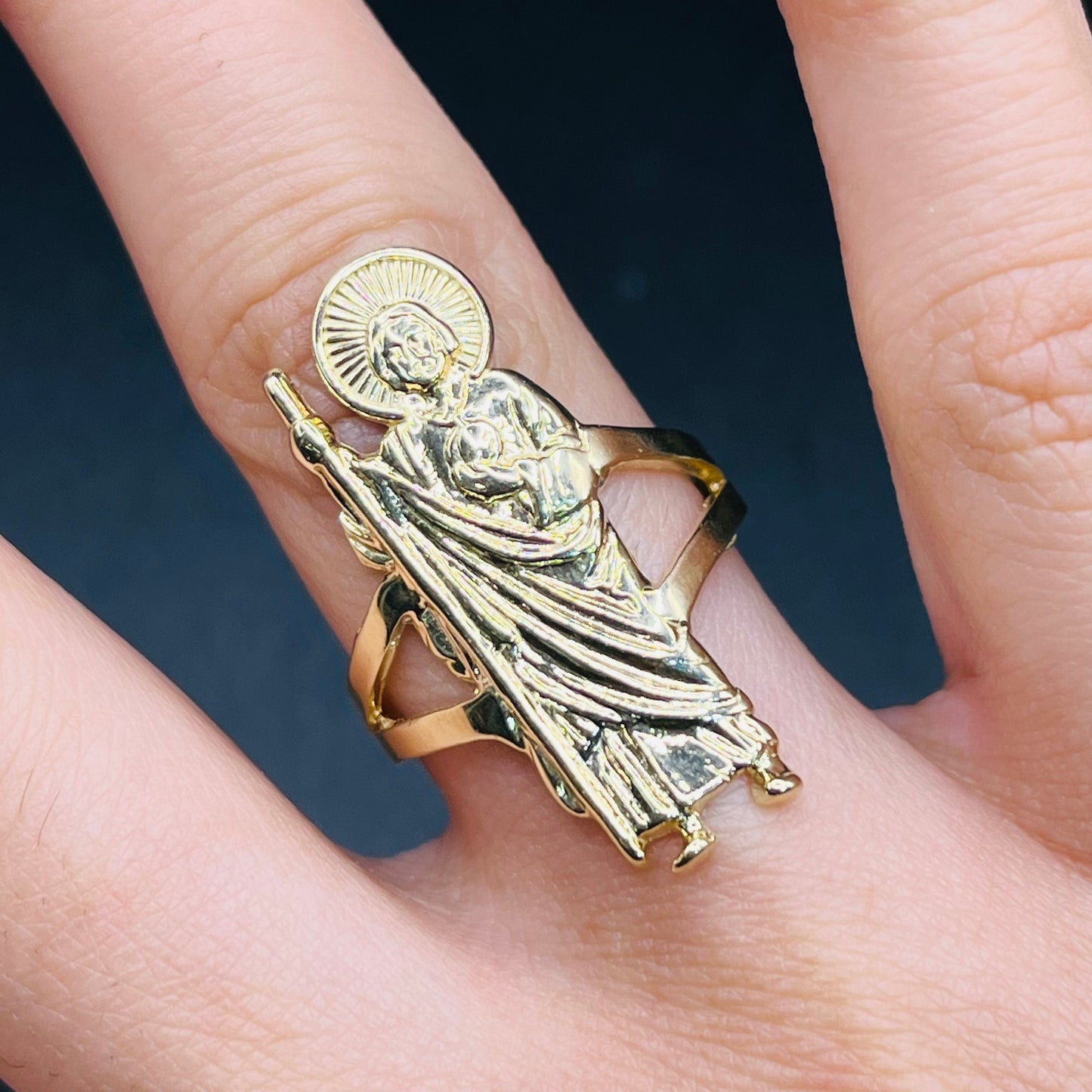 14K Gold San Judas Ring (L)