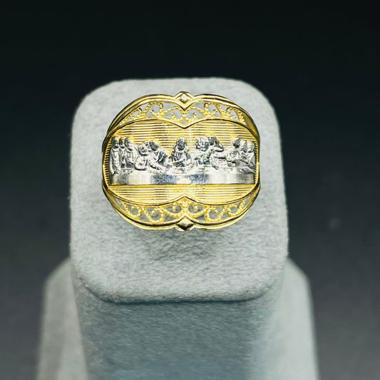 10K Gold Two-Tone Last Supper Ring with Border