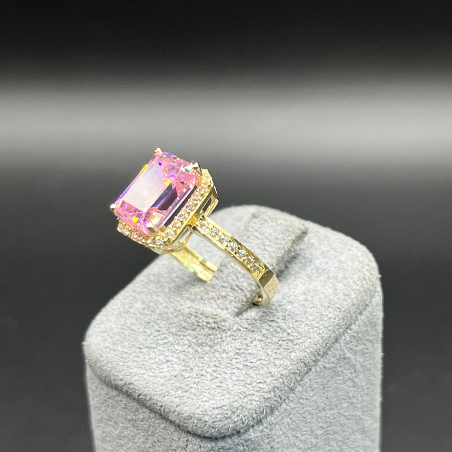 14K Gold Radiant Cut Birthstone Rings with Halo