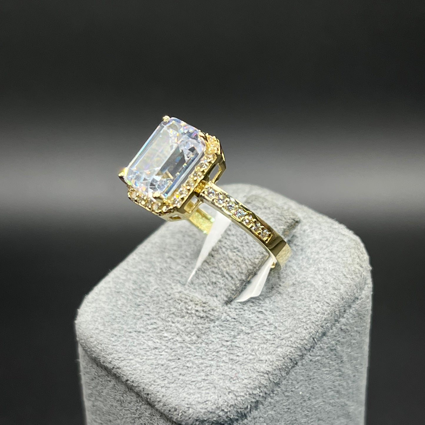 14K Gold Radiant Cut Birthstone Rings with Halo