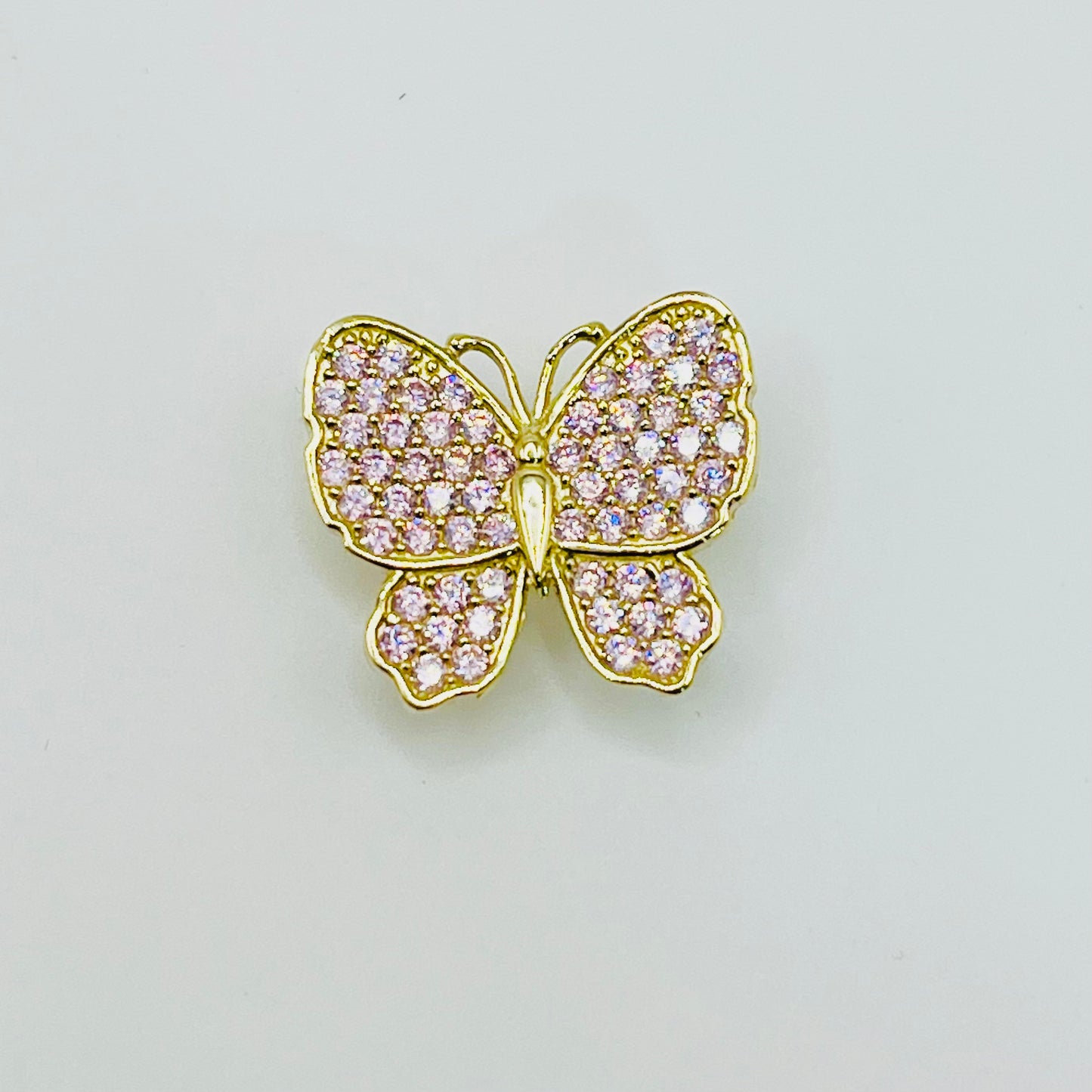 10K Gold Pink CZ Butterfly Slider Charm