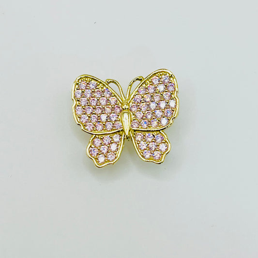 10K Gold Pink CZ Butterfly Slider Charm