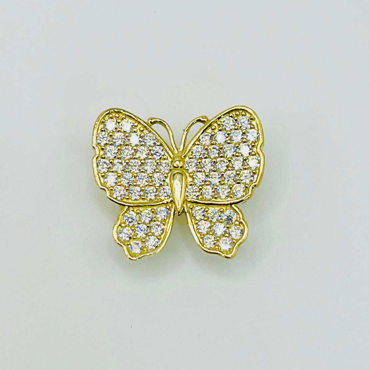 10K Gold White CZ Butterfly Slider Charm