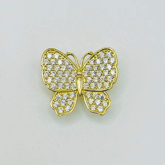 10K Gold White CZ Butterfly Slider Charm