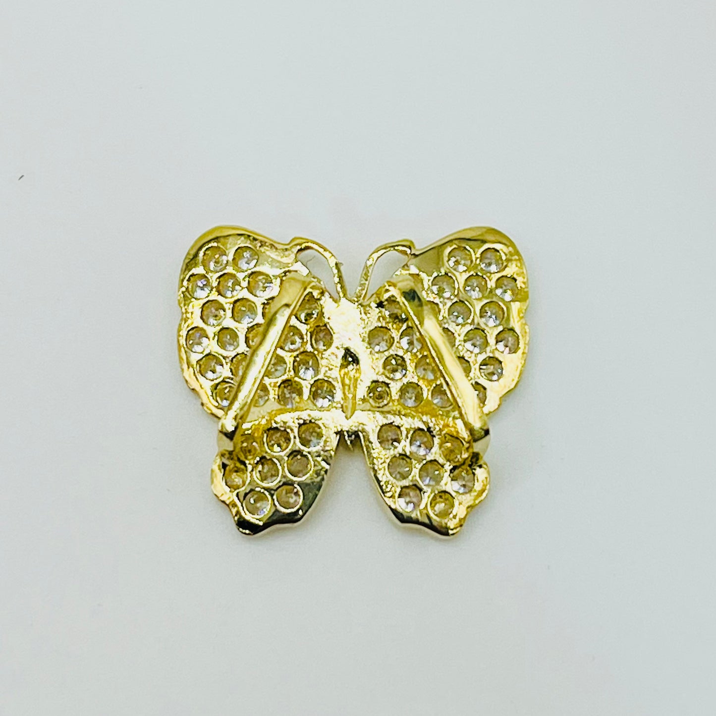 10K Gold White CZ Butterfly Slider Charm
