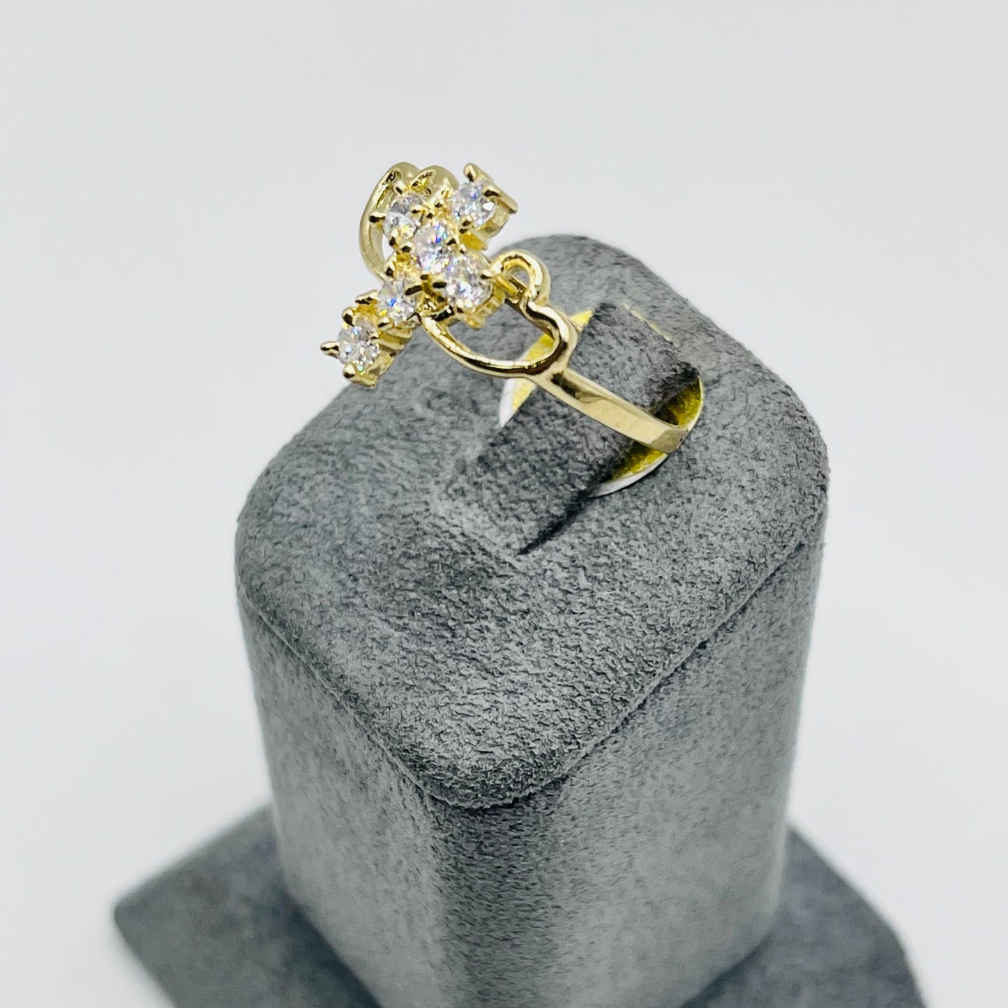 10K Gold Double Heart CZ Cross Ring