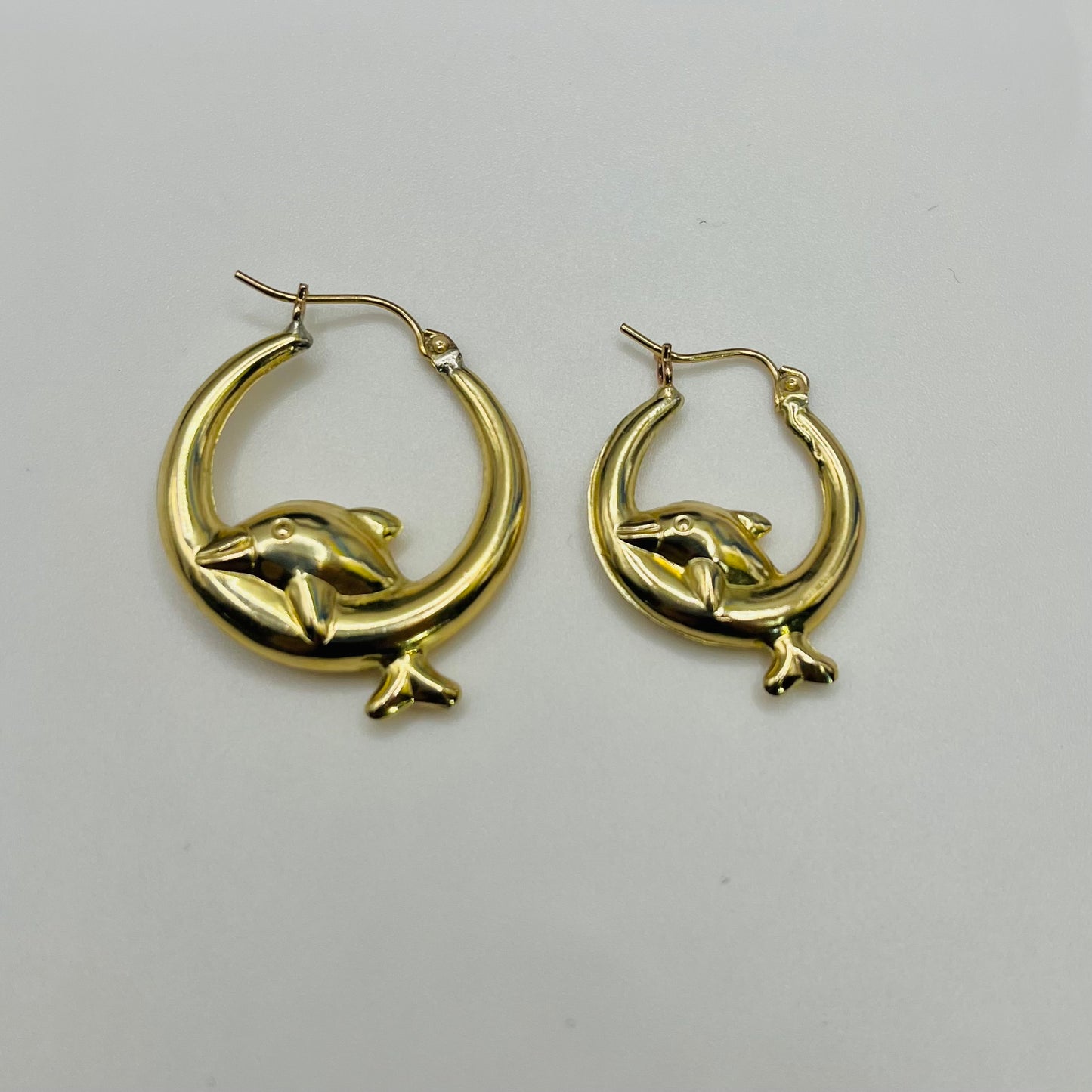 10K Gold Dolphin Hoops (Med, 1")