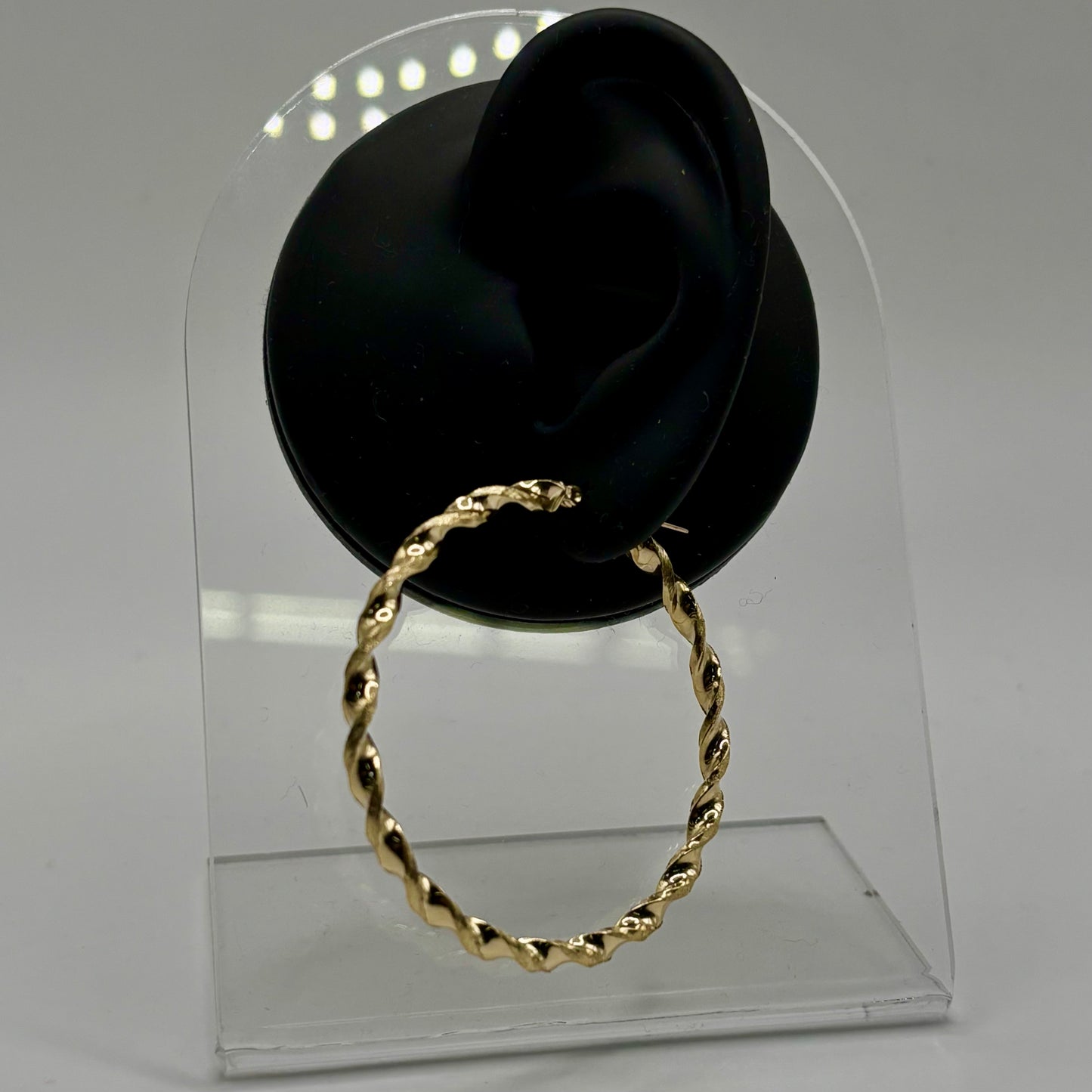 10K Gold Thin Twist Hoops (2" diameter)