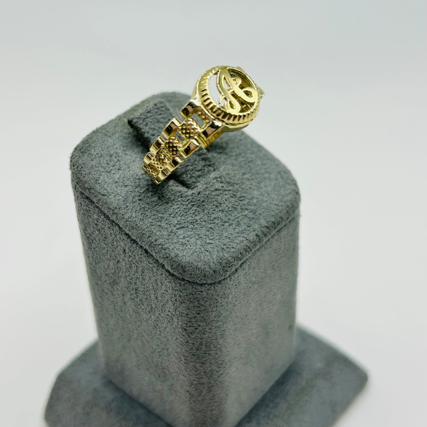 10k Gold Round Initial RX Band Ring