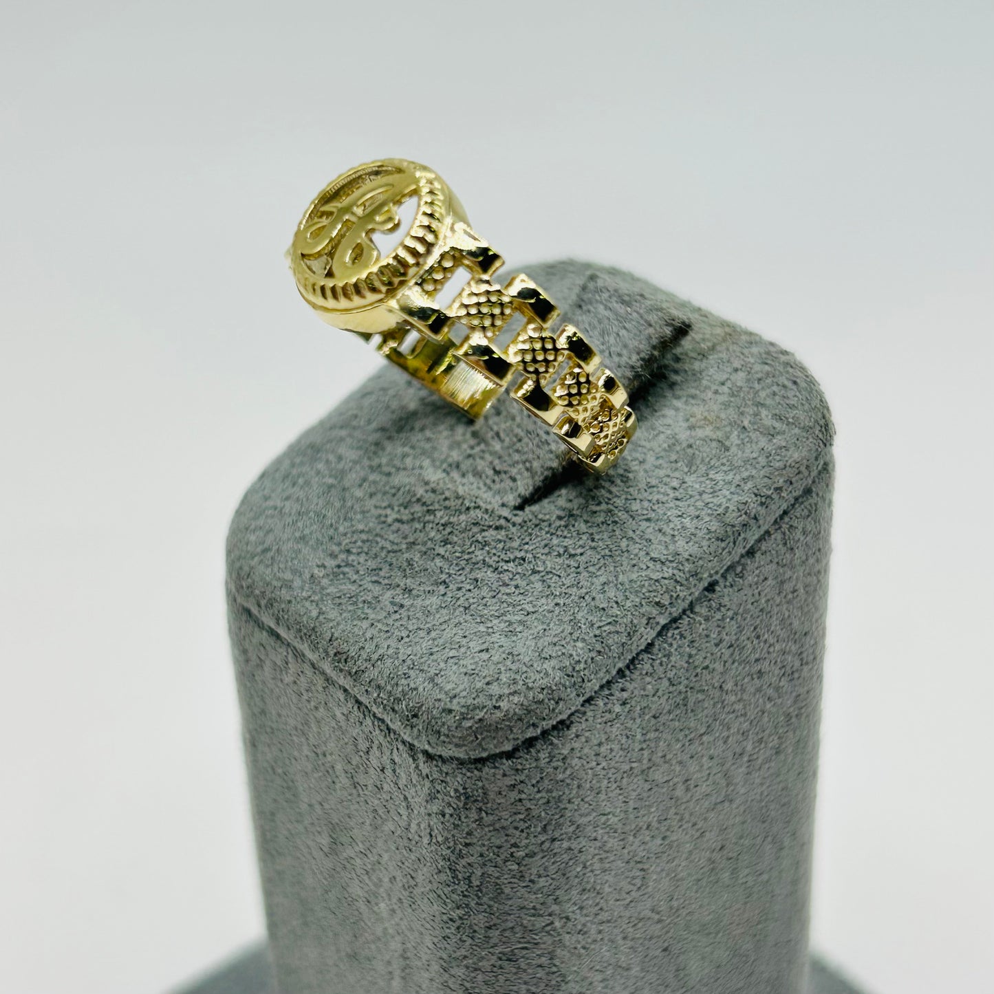 10k Gold Round Initial RX Band Ring