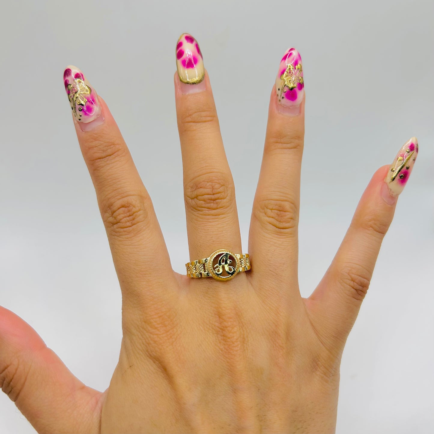 10k Gold Round Initial RX Band Ring
