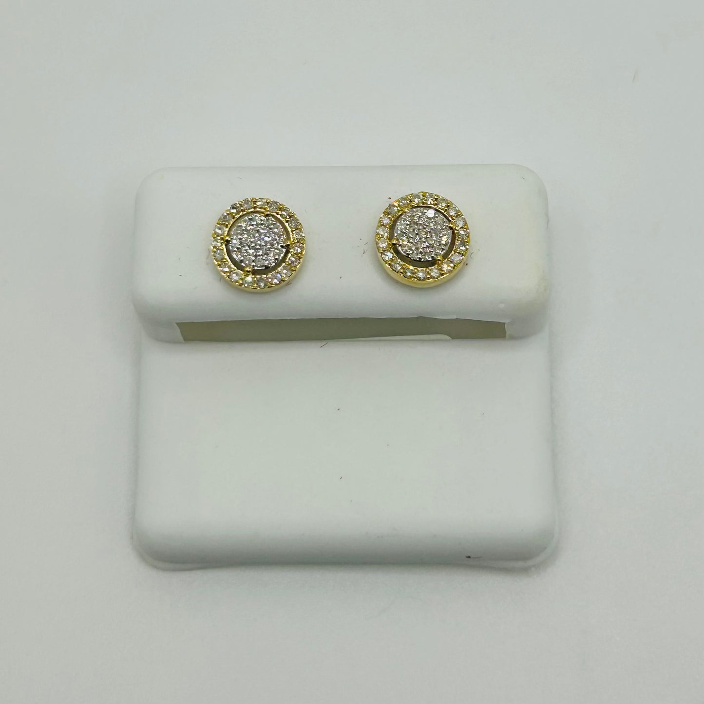 14KY Diamond Halo Cluster Earrings