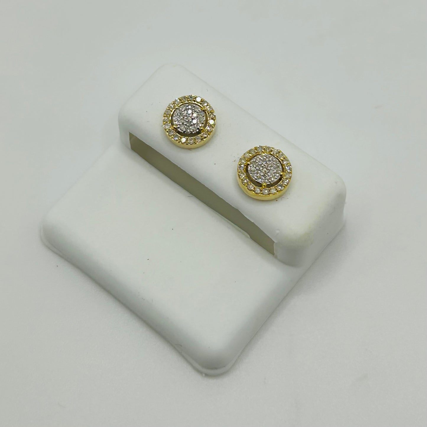 14KY Diamond Halo Cluster Earrings
