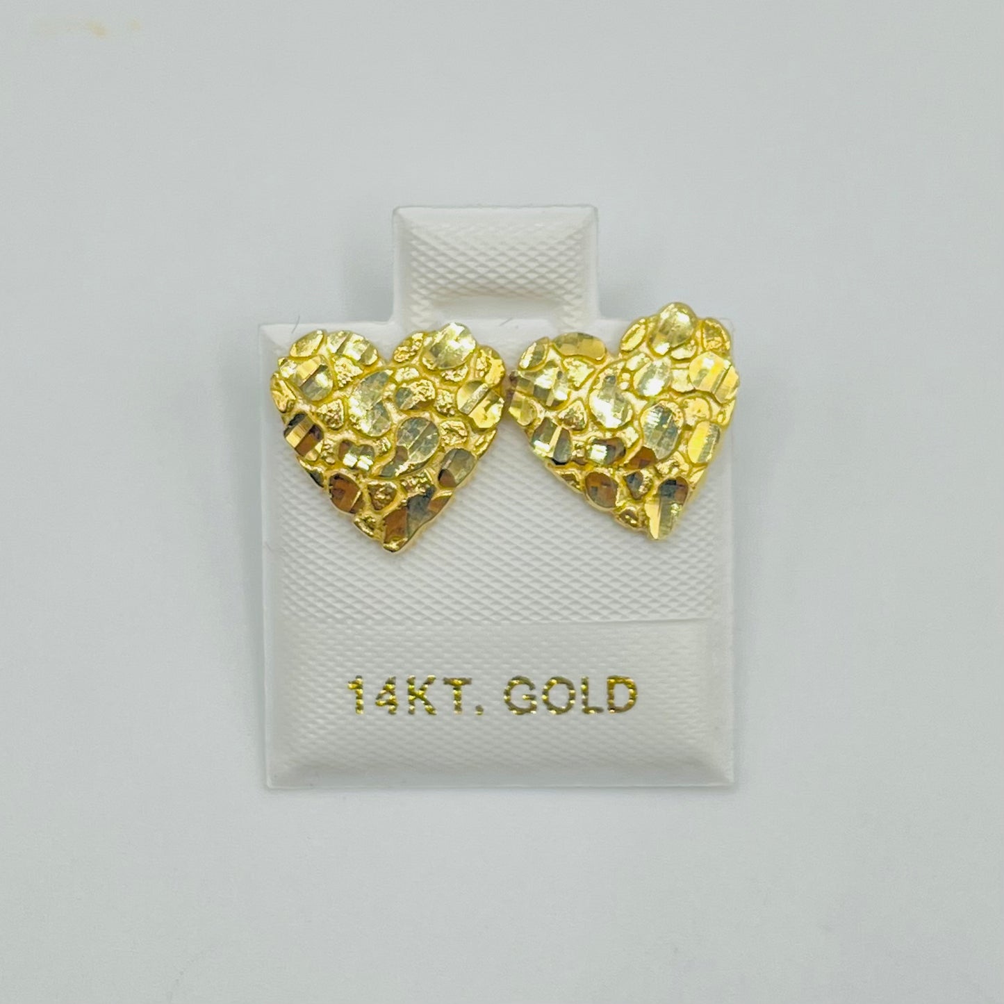 14K Gold Heart Nugget Earrings (~12mm Small)