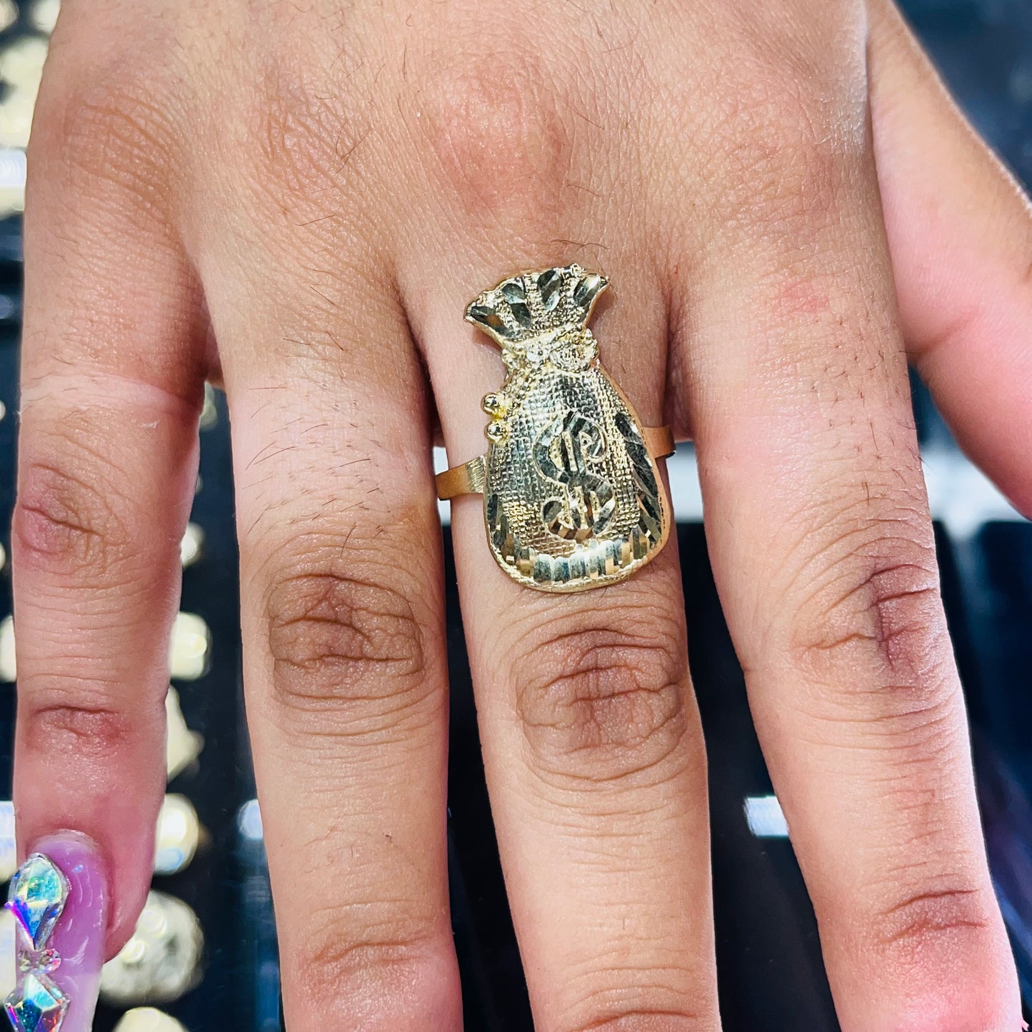 10K Gold Moneybag Ring (large)